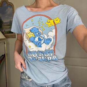 Care Bears Do Not Disturb Graphic Tee, Light Blue Bedtime Bear Shirt, Kidcore Ae